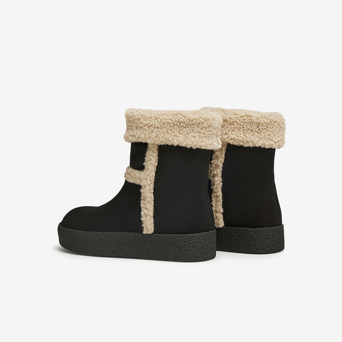 百思图2024冬季新款时髦户外休闲雪地靴厚底圆头女中靴W5277DZ4