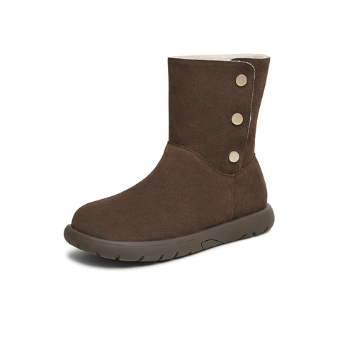 百思图2024冬季新款简约休闲户外雪地靴平跟圆头女中靴E4652DZ4