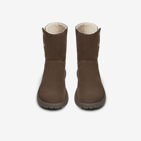 百思图2024冬季新款简约休闲户外雪地靴平跟圆头女中靴E4652DZ4