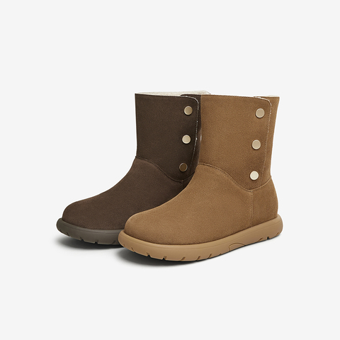 百思图2024冬季新款简约休闲户外雪地靴平跟圆头女中靴E4652DZ4