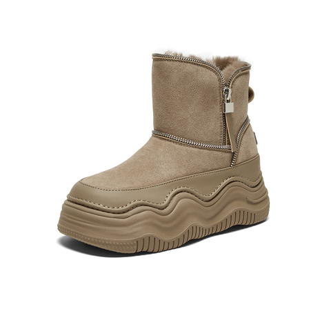 百思图2024冬季新款商场同款户外休闲雪地靴厚底女短靴X1596DD4