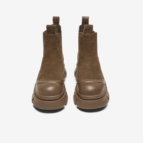 百思图2024冬季新款商场同款时髦通勤烟筒靴厚底女短靴E1551DD4