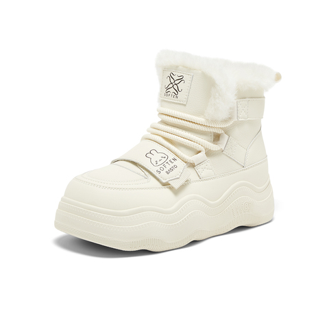 百思图2024冬季新款商场同款简约户外雪地靴厚底女短靴X1271DD4