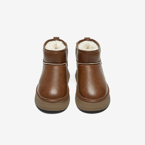 百思图2024冬季新款商场同款时尚户外雪地靴厚底女短靴M5802DD4