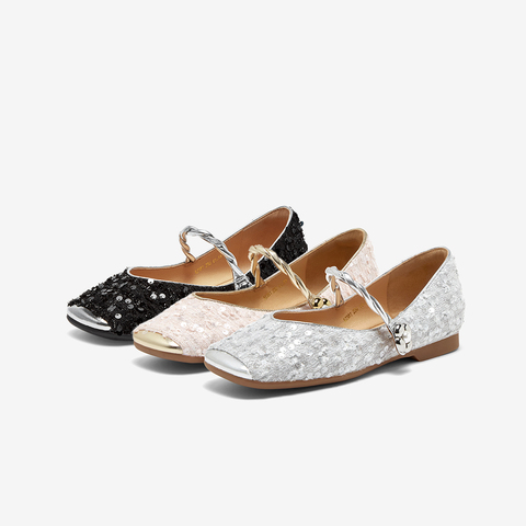 百思图2024春季新款时尚复古法式玛丽珍鞋方跟浅口女单鞋A2381AQ4