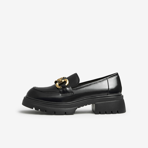 百思图2024春季新款时尚潮流通勤厚底圆头乐福鞋女单鞋TFW48AA4