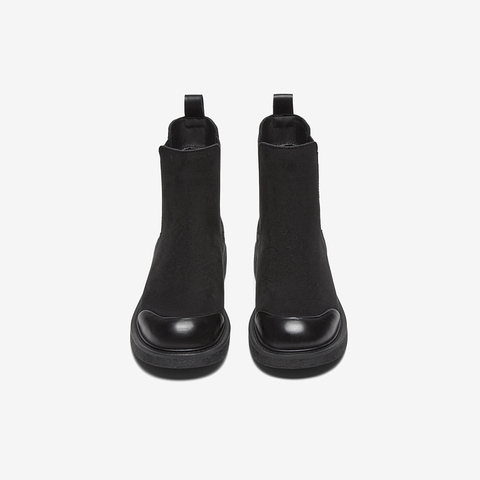 百思图2024冬季新款商场同款简约通勤烟筒靴粗跟女短靴W2555DD4