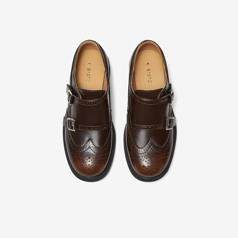 百思图2025春季新款时尚复古英伦风牛津鞋粗跟女单鞋CD462AM5