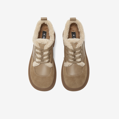 百思图2025春季新款商场同款户外运动毛毛鞋厚底女休闲鞋BV051AM5