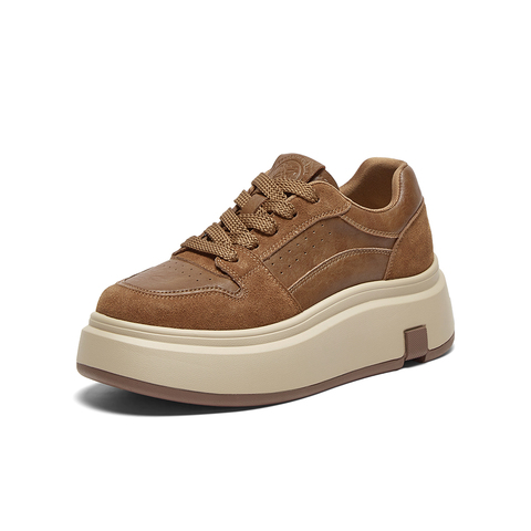 百思图2025春季新款时尚简约户外运动板鞋厚底女休闲鞋BG213AM5