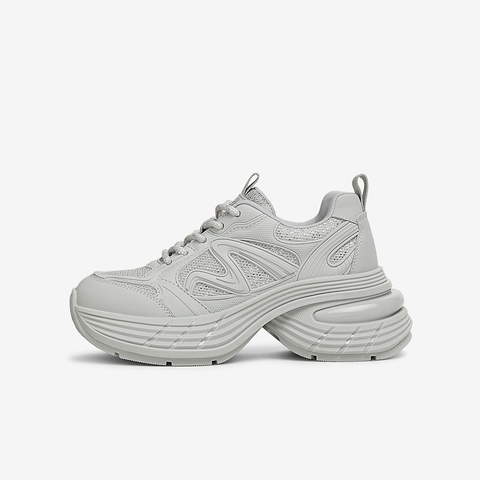 百思图2025春季新款时尚简约街头运动老爹鞋厚底女休闲鞋A9165AM5