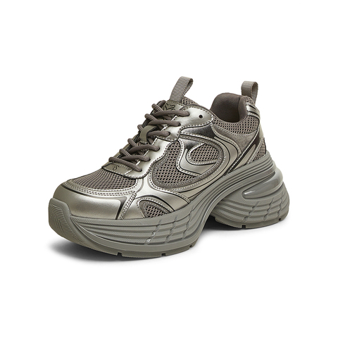 百思图2025春季新款时髦户外街头运动老爹鞋厚底女休闲鞋A9166AM5