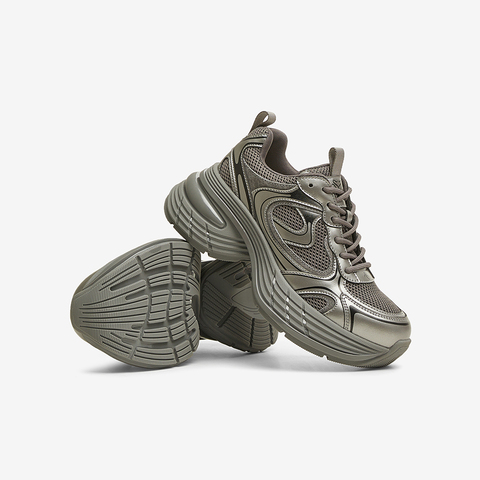 百思图2025春季新款时髦户外街头运动老爹鞋厚底女休闲鞋A9166AM5