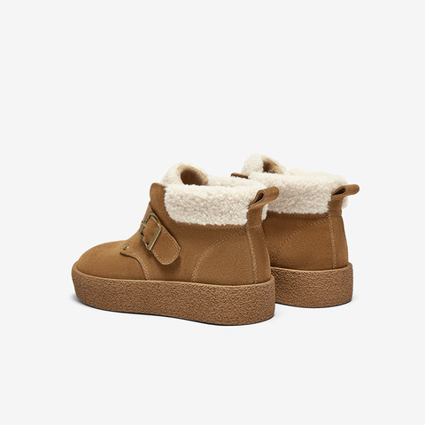 百思图2025春季新款复古休闲户外加绒勃肯鞋厚底女单鞋BG246AD5