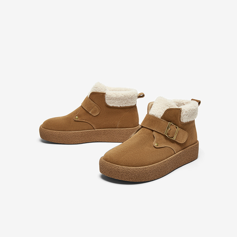 百思图2025春季新款复古休闲户外加绒勃肯鞋厚底女单鞋BG246AD5