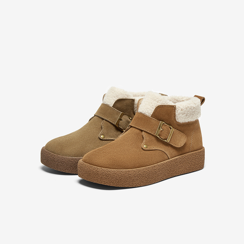 百思图2025春季新款复古休闲户外加绒勃肯鞋厚底女单鞋BG246AD5