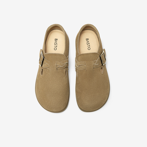 百思图2025春季新款商场同款复古休闲勃肯鞋平跟女单鞋BG276AA5