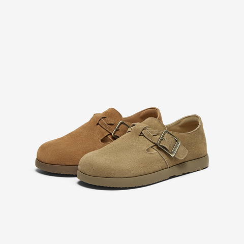 百思图2025春季新款商场同款复古休闲勃肯鞋平跟女单鞋BG276AA5