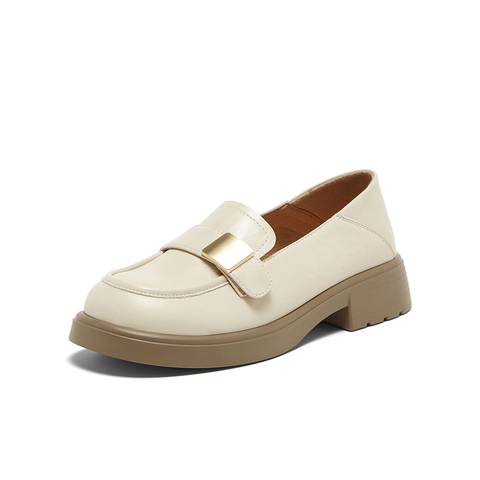 百思图2025春季新款商场同款简约学院风乐福鞋粗跟女单鞋A3558AA5