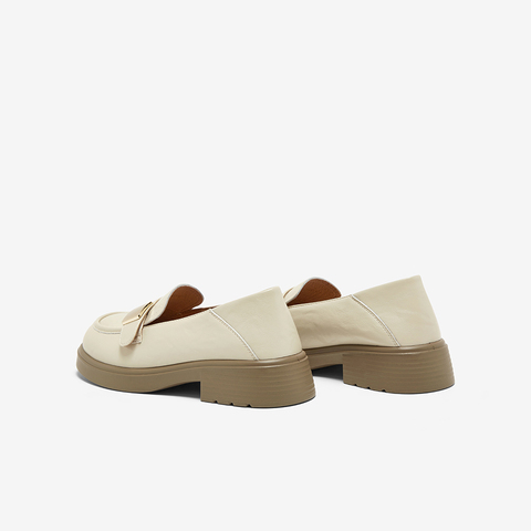 百思图2025春季新款商场同款简约学院风乐福鞋粗跟女单鞋A3558AA5