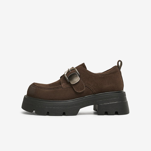 百思图2025春季新款时髦复古英伦学院风乐福鞋粗跟女单鞋W0683AM5