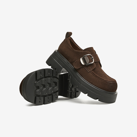 百思图2025春季新款时髦复古英伦学院风乐福鞋粗跟女单鞋W0683AM5