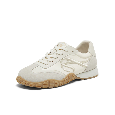 百思图2025春季新款商场同款复古运动德训鞋平跟女休闲鞋UMT10AM5