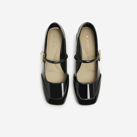 百思图2025春季新款时尚简约法式玛丽珍鞋粗跟女单鞋M1111AQ5