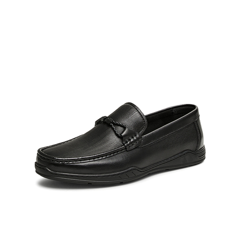 百思图2025春新款商场同款简约时尚乐福鞋平跟男休闲皮鞋B8505AM5