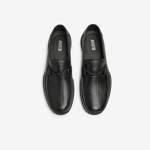 百思图2025春新款商场同款简约时尚乐福鞋平跟男休闲皮鞋B8505AM5