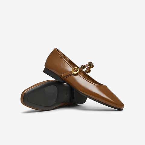 百思图2025春季新款简约复古法式玛丽珍鞋方跟女单鞋M1107AQ5