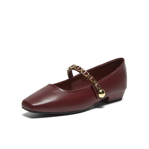 百思图2025春季新款商场同款简约通勤玛丽珍鞋粗跟女单鞋M1508AQ5