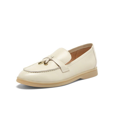 百思图2025春季新款线下同步简约通勤乐福鞋粗跟女单鞋A4821AA5