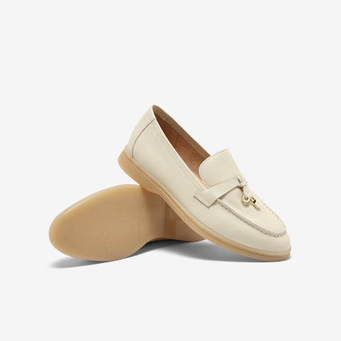 百思图2025春季新款线下同步简约通勤乐福鞋粗跟女单鞋A4821AA5