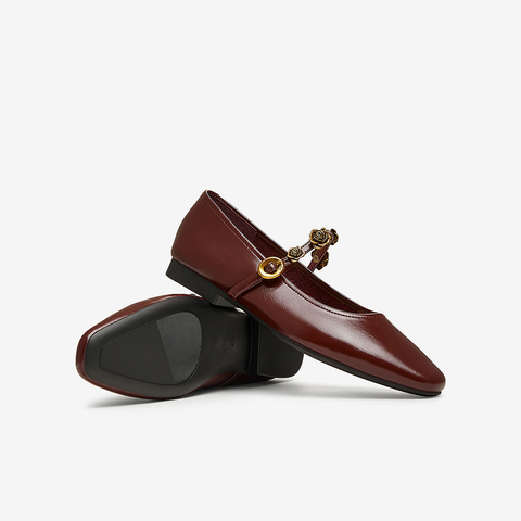 百思图2025春季新款简约复古法式玛丽珍鞋方跟女单鞋M1107AQ5