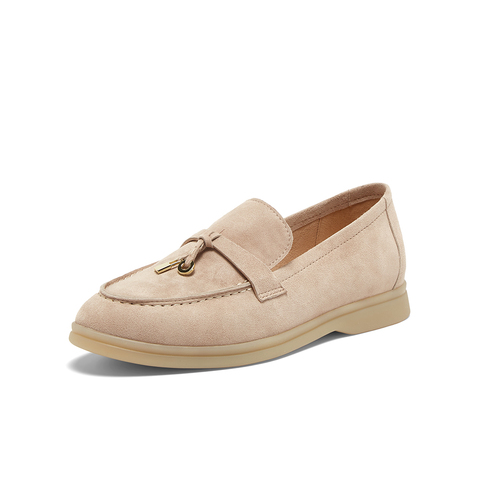 百思图2025春季新款线下同步简约通勤乐福鞋粗跟女单鞋A4821AA5