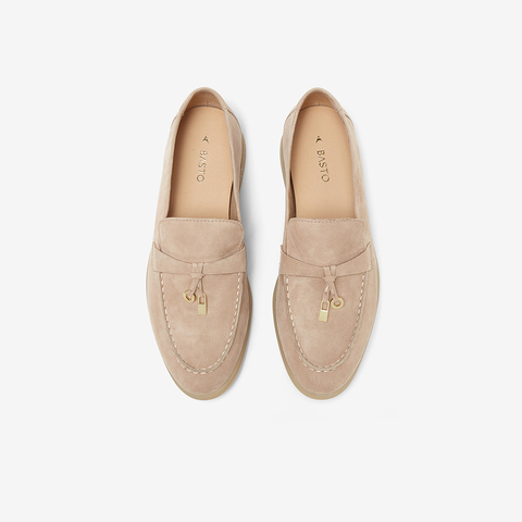 百思图2025春季新款线下同步简约通勤乐福鞋粗跟女单鞋A4821AA5