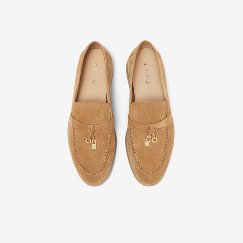 百思图2025春季新款线下同步简约通勤乐福鞋粗跟女单鞋A4821AA5