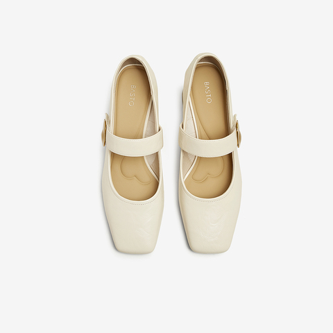 百思图2025春季新款时尚复古玛丽珍鞋粗跟方头女单鞋M1509AQ5