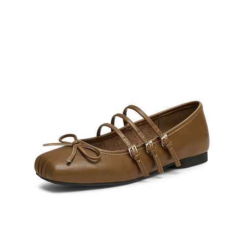 百思图2025春季新款简约复古通勤玛丽珍鞋粗跟方头女单鞋M1302AQ5