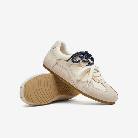 百思图2025春季新款商场同款复古运动德训鞋平跟女休闲鞋A1915AM5