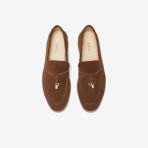 百思图2025春季新款线下同步简约通勤乐福鞋粗跟女单鞋A4821AA5