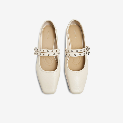 百思图2025春季新款商场同款简约玛丽珍鞋粗跟方头女单鞋M1586AQ5