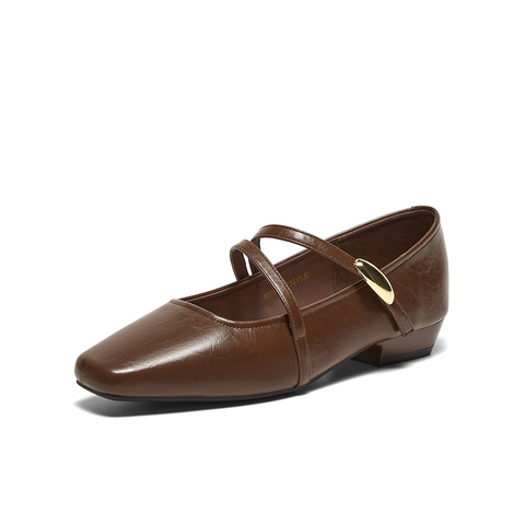 百思图2025春季新款商场同款简约方头玛丽珍鞋粗跟女单鞋M1587AQ5