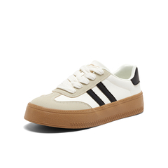 百思图2025春季新款时尚复古运动德训鞋厚底女休闲鞋V0029AM5