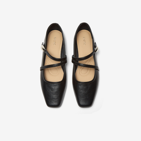 百思图2025春季新款商场同款简约方头玛丽珍鞋粗跟女单鞋M1587AQ5