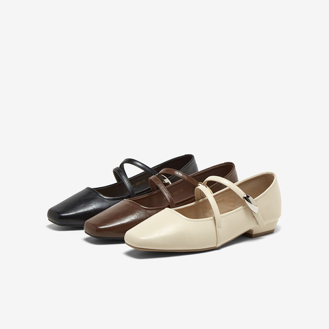 百思图2025春季新款商场同款简约方头玛丽珍鞋粗跟女单鞋M1587AQ5