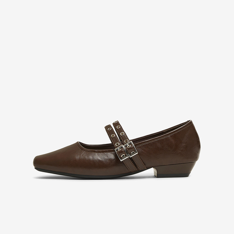 百思图2025春季新款商场同款简约玛丽珍鞋粗跟方头女单鞋M1586AQ5