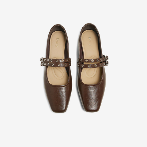 百思图2025春季新款商场同款简约玛丽珍鞋粗跟方头女单鞋M1586AQ5