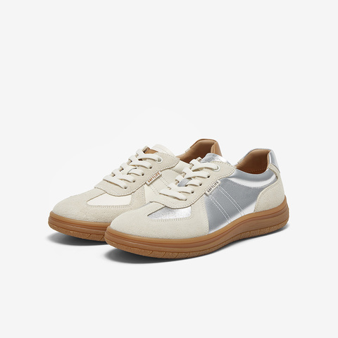 百思图2025春季新款商场同款复古运动德训鞋平跟女休闲鞋VWH26AM5